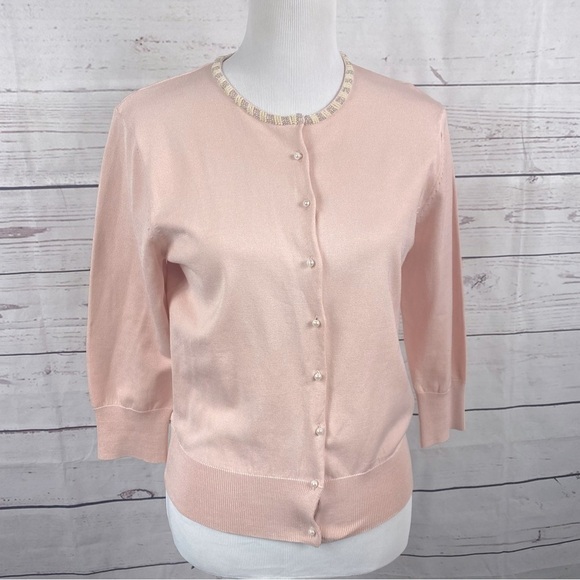 silx by August Silk 17.5" sleeve light pink with pearl buttons cardigan… - Picture 1 of 8